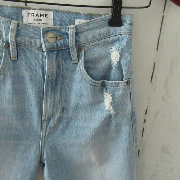 Frame Jeans Shorts 25 Le Vintage Bermuda High Waisted Rise Destroyed Cut Off - Picture 3 of 7